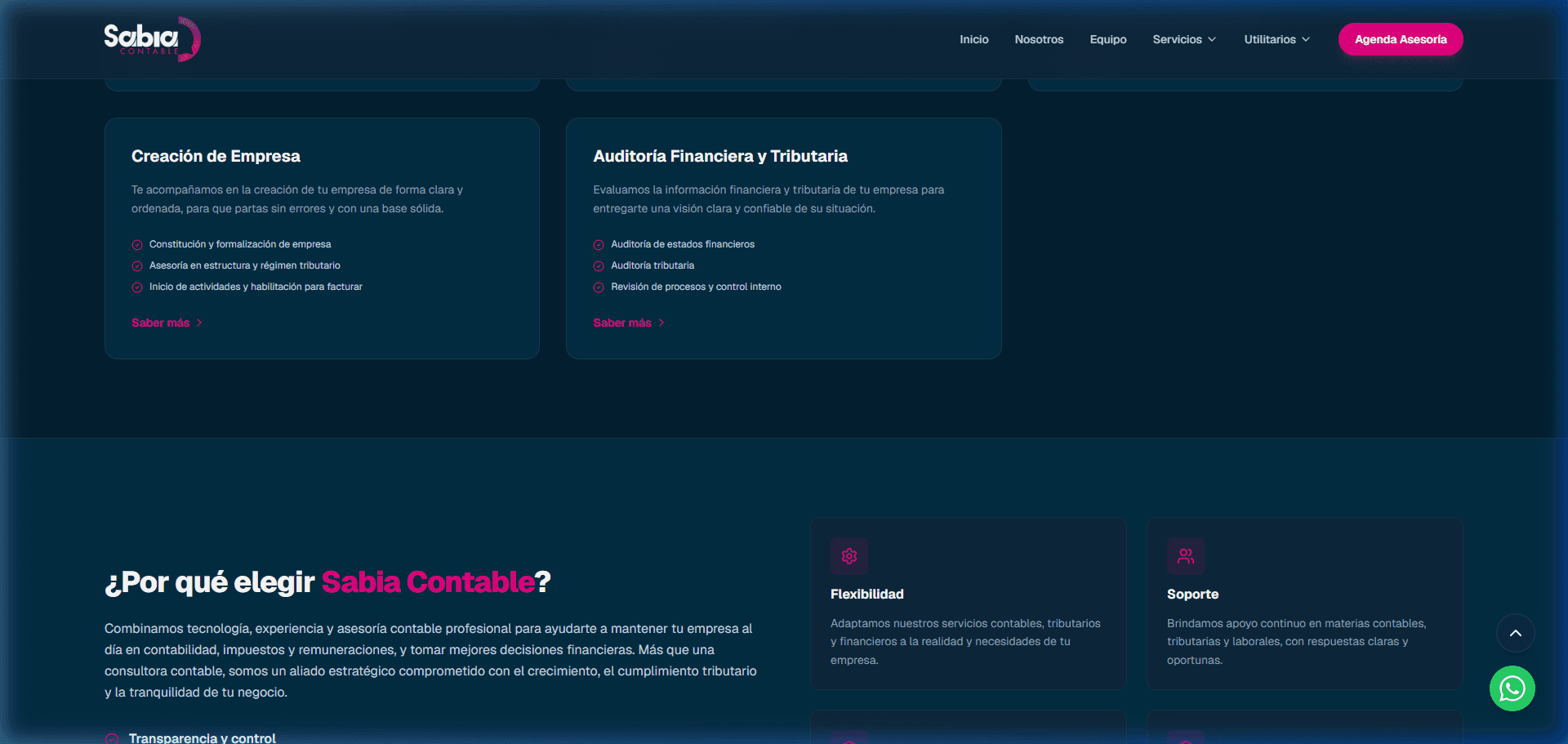 Vista del proyecto Sabia Contable